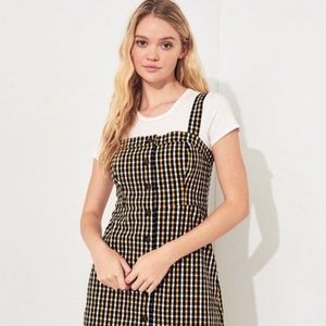 Hollister Black & Yellow Gingham Button Dress